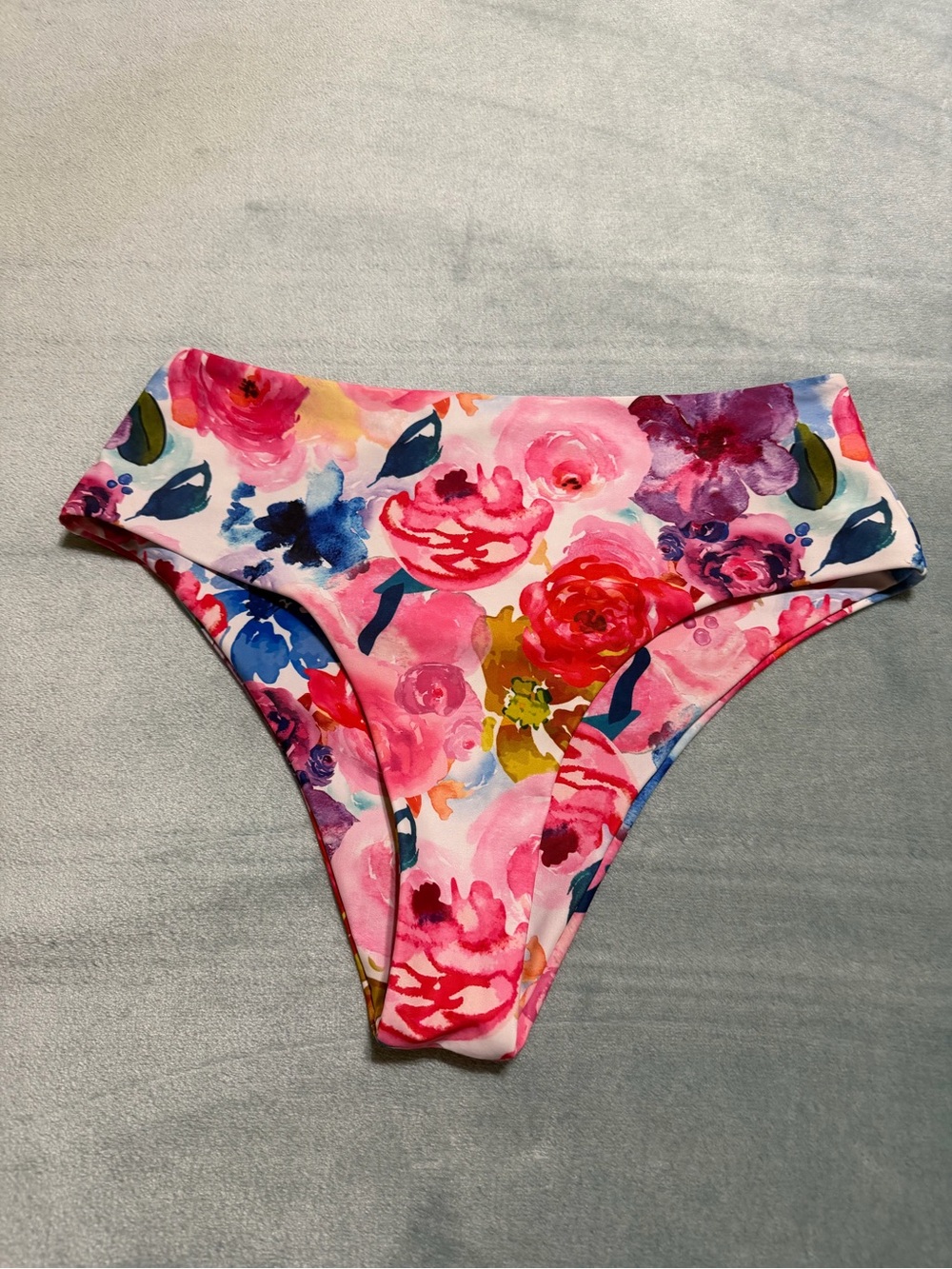 High Waisted Floral Pink Bikini Bottoms